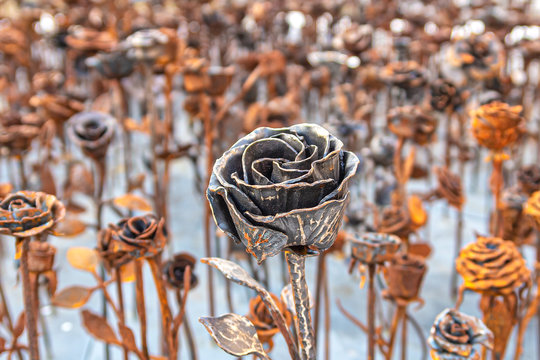 Iron roses in memory of those killed in terrorist attacks in Norway