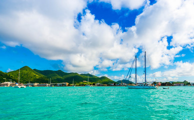 Natural landscapes on the island of Saint Martin in the Caribbean