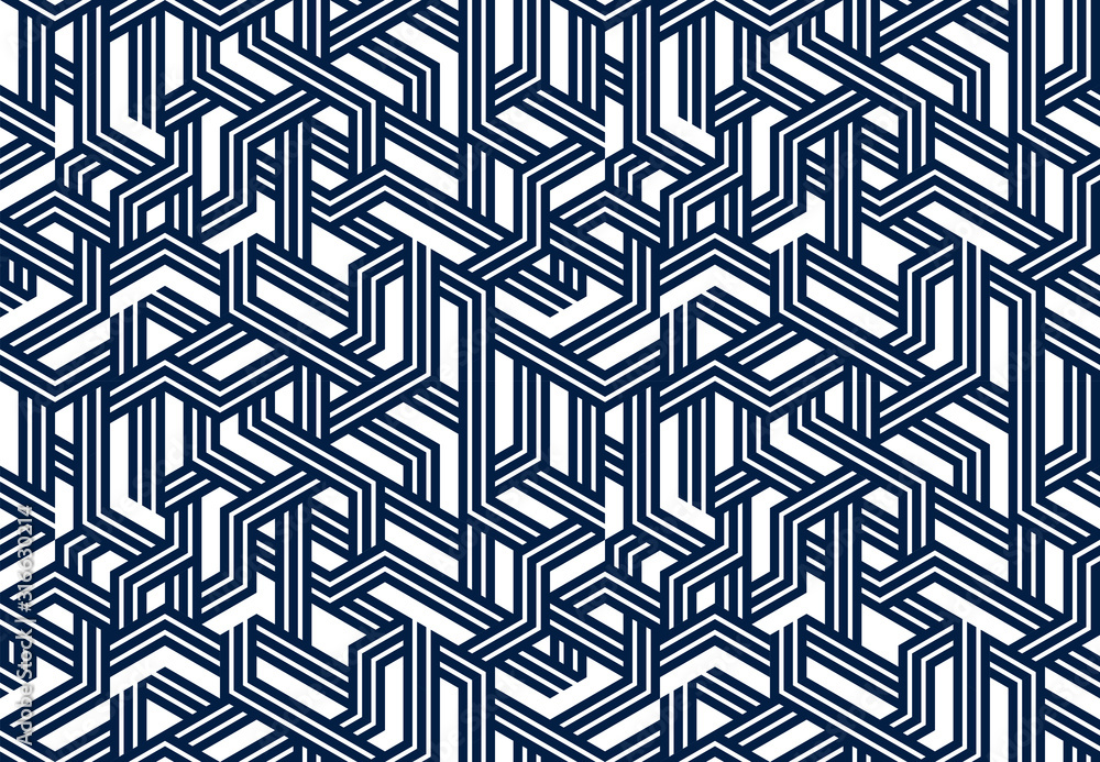 Poster 3d cubes seamless pattern vector background, lined dimensional blocks, architecture and construction