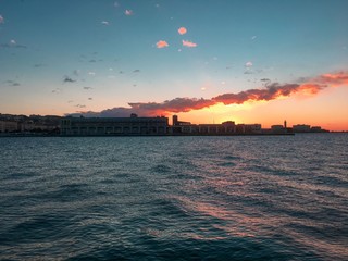 City view of Trieste at sunset