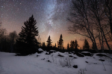 Fototapeta na wymiar Milky Way Over Algonquin Park In Winter