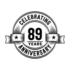89 years anniversary celebration logotype. Vector and illustration.