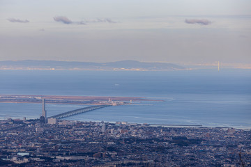 Urban sprawl on edge of Osaka Bay across from Kansai International Airport