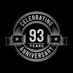 93 years anniversary celebration logotype. Vector and illustration.