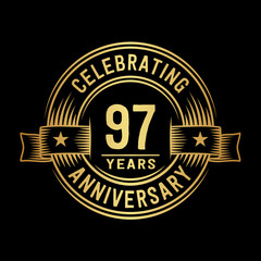 97 years anniversary celebration logotype. Vector and illustration.