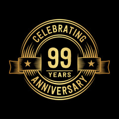 99 years anniversary celebration logotype. Vector and illustration.