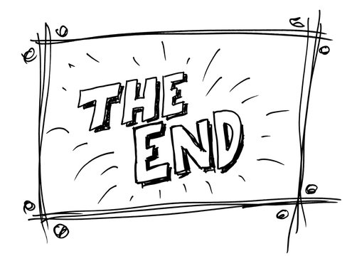 The End doodle drawing by hand