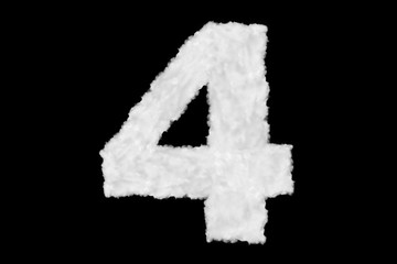 Number 4 font shape element made of clouds on black background ready for mask or blending modes