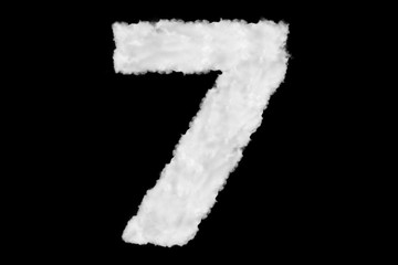 Number 7 font shape element made of clouds on black background ready for mask or blending modes