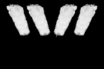 Fototapeta premium Symbols quotation,blockquote font shape element made of clouds on black background ready for mask or blending modes