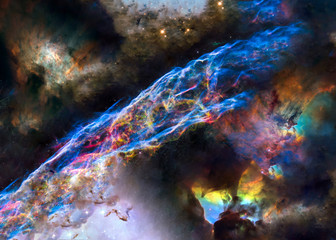 Fototapeta na wymiar A colourful supernova somewhere in outer space region in bright colours. Elements of the image were furnished by NASA