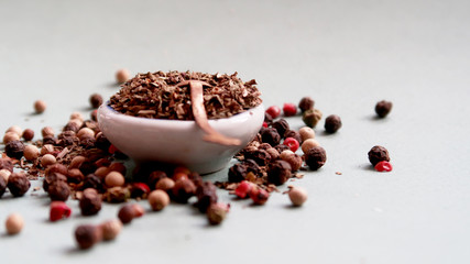hot pepper, mixture on a gray background