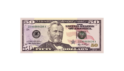 50 Dollars money realistic paper banknotes of USA - vector business art illustration