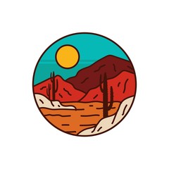 simple logo badge desert design, for t-shirt prints, patches, emblems, posters, badges and labels and other uses