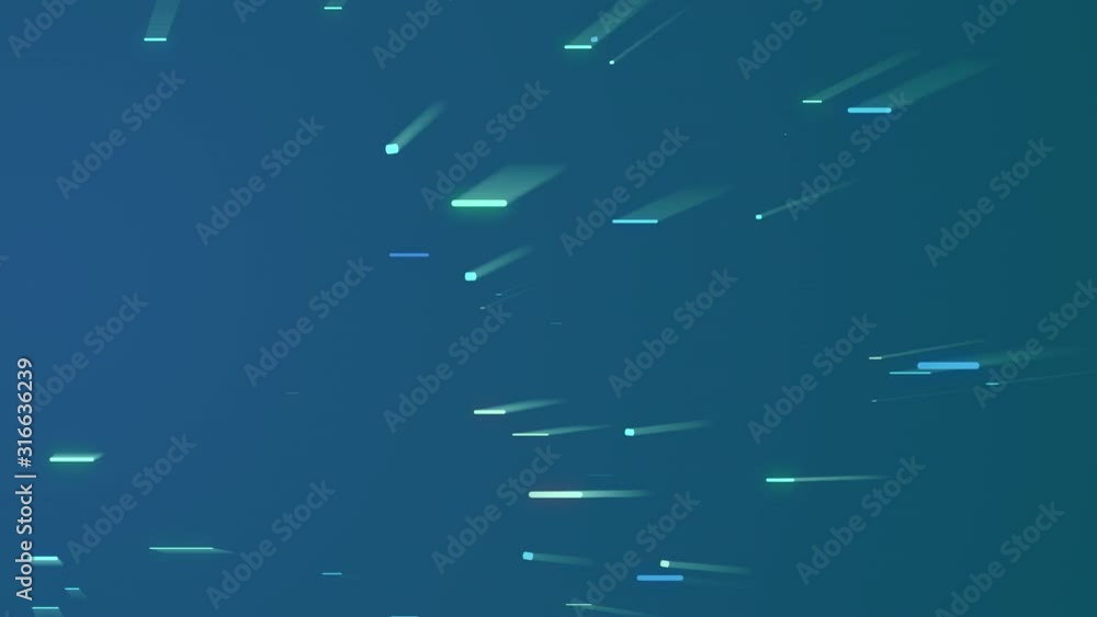 Poster abstract data particles moving in a cyberspace, leaving light trails and beaming over high-technolog
