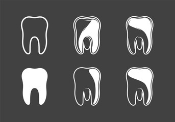 Set of teeth isolated on a black background