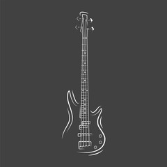 Guitar silhouette isolated on a black background