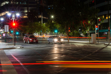 Lights and cars in movement in the streets of the city