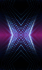 Dark neon background with lines and rays. Blue and pink neon. Abstract futuristic background. Night scene with neon, light reflection.