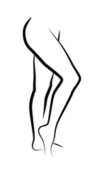 Fitness slim Legs of Beautiful Girl, Vector outline illustration of Weight loss or Plastic Surgery and Liposuction.