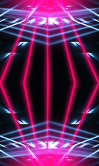 Fototapeta na wymiar Dark neon background with lines and rays. Blue and pink neon. Abstract futuristic background. Night scene with neon, light reflection.