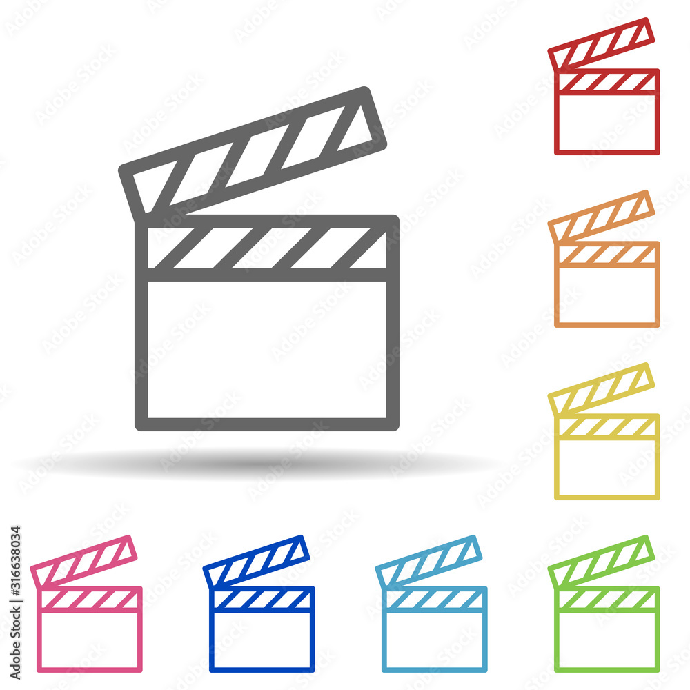 Aufkleber video player sign, theatre in multi color style icon. simple thin line, outline vector of theatre ic