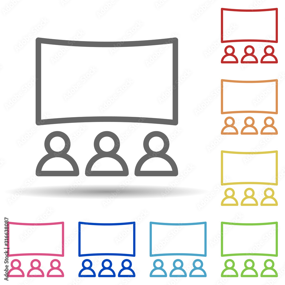 Poster theatre audience in multi color style icon. simple thin line, outline vector of theatre icons for ui