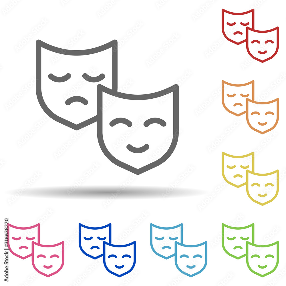 Aufkleber theatre masks in multi color style icon. simple thin line, outline vector of theatre icons for ui an