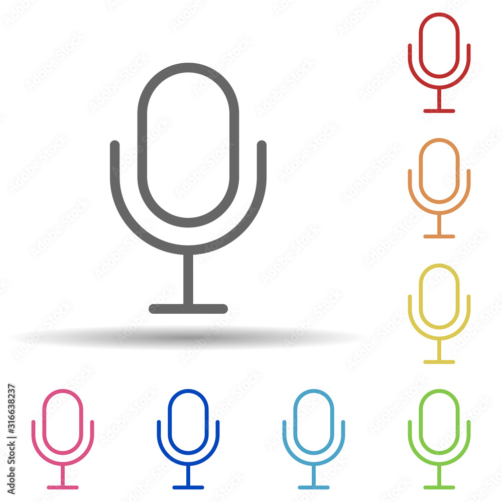 Poster theatre mic in multi color style icon. simple thin line, outline vector of theatre icons for ui and 