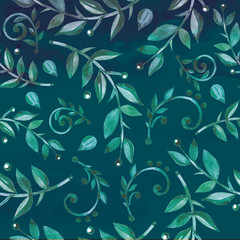 Fototapeta na wymiar Floral seamless watercolor pattern