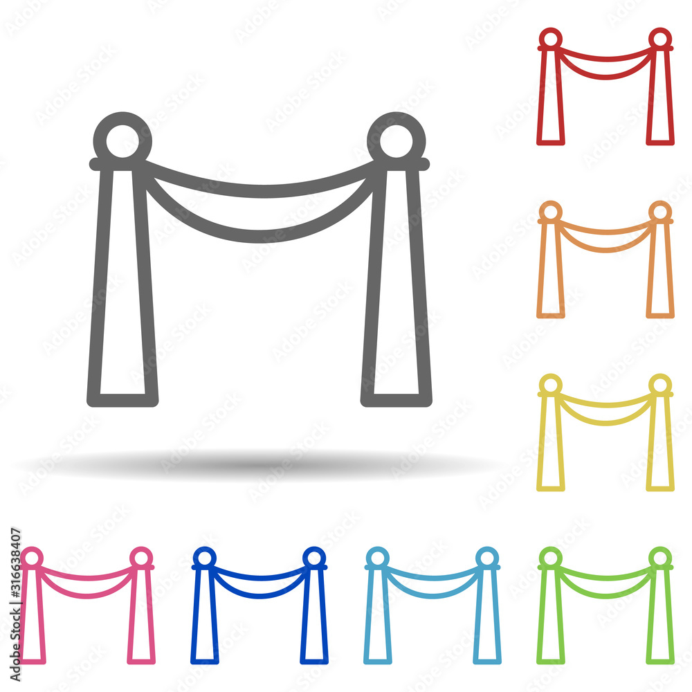 Poster red carpet, theatre in multi color style icon. simple thin line, outline vector of theatre icons for