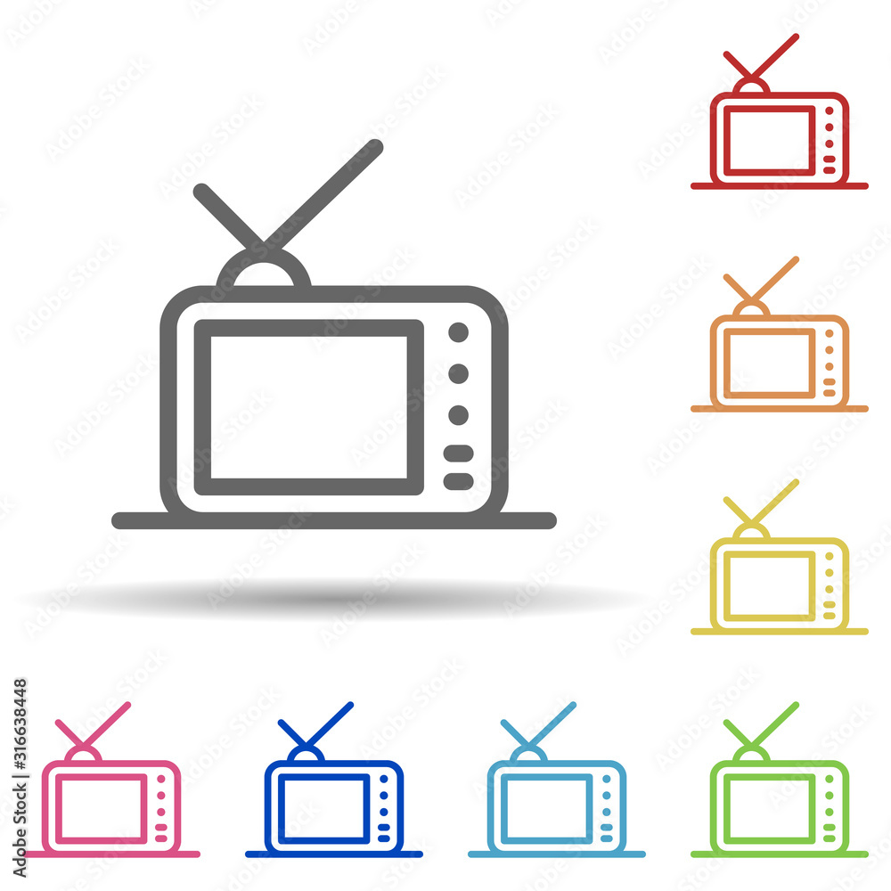 Poster old television in multi color style icon. simple thin line, outline vector of theatre icons for ui a