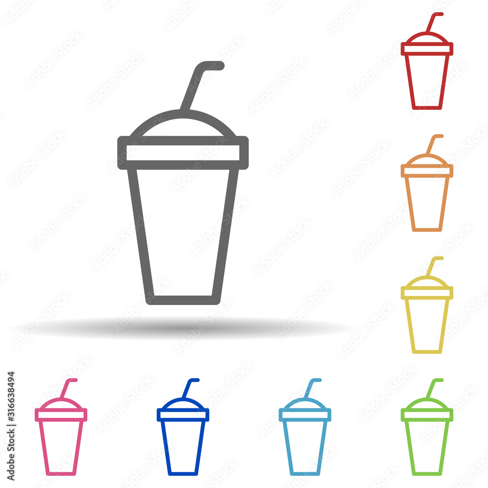 Poster drink cup, theatre in multi color style icon. simple thin line, outline vector of theatre icons for 
