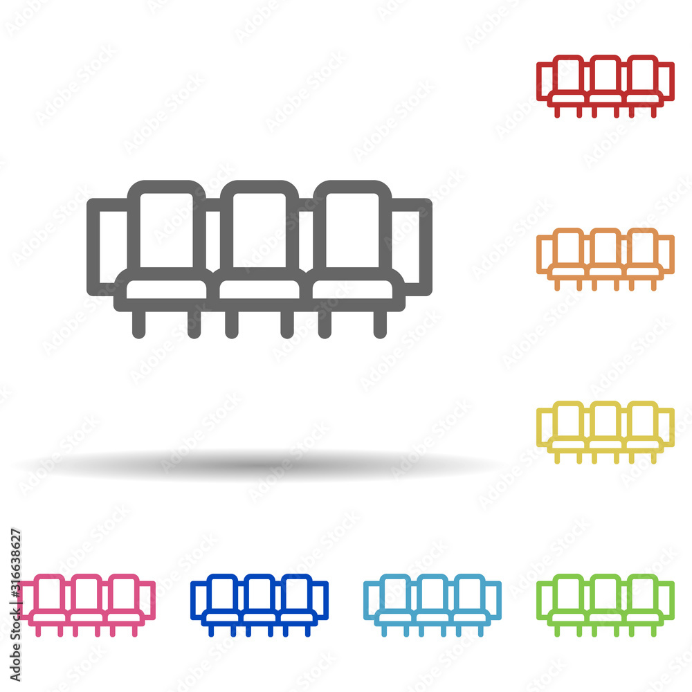 Poster theatre seat in multi color style icon. simple thin line, outline vector of theatre icons for ui and