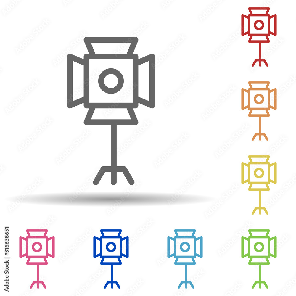 Poster spotlights, theatre in multi color style icon. simple thin line, outline vector of theatre icons for