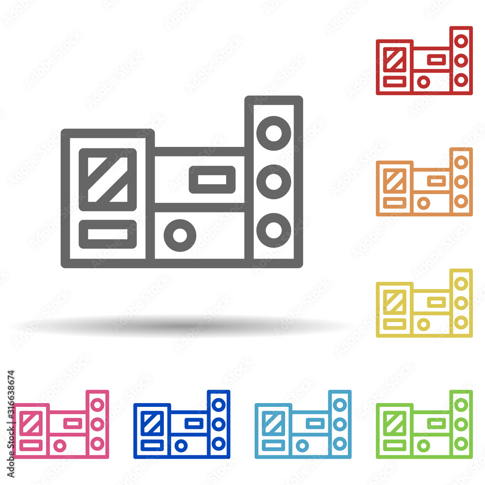 Poster home theatre in multi color style icon. simple thin line, outline vector of theatre icons for ui and
