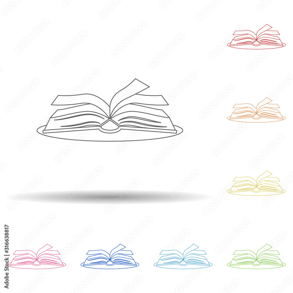 Poster open book flat in multi color style icon. simple thin line, outline vector of book icons for ui and 