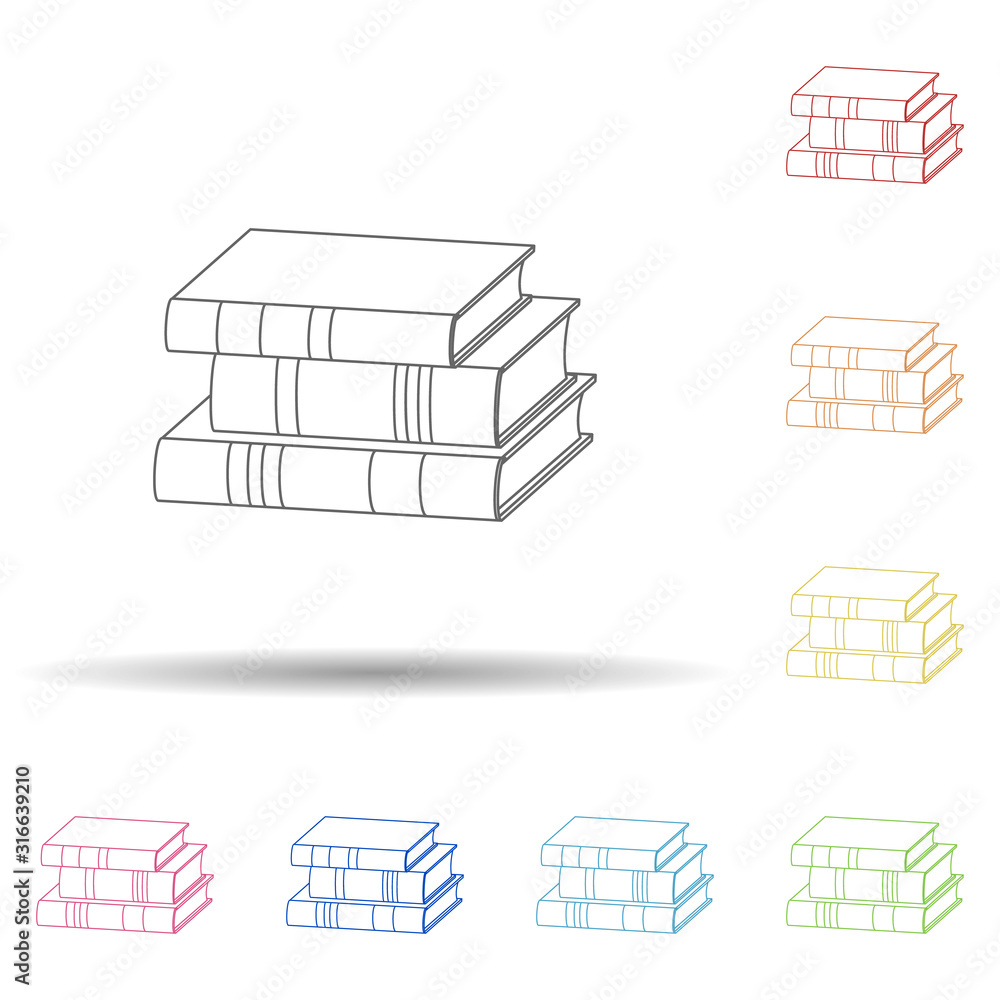 Poster pile of books flat in multi color style icon. simple thin line, outline vector of book icons for ui 