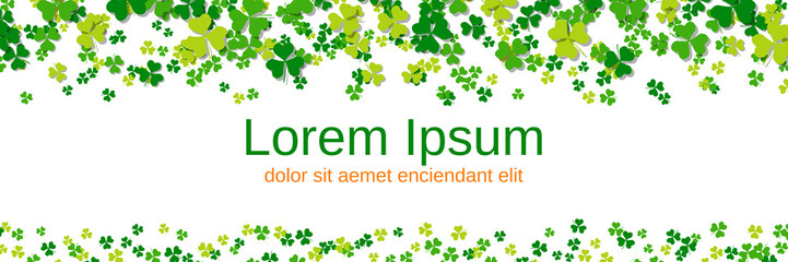 St.Patrick's Day white vector background with clover leaves