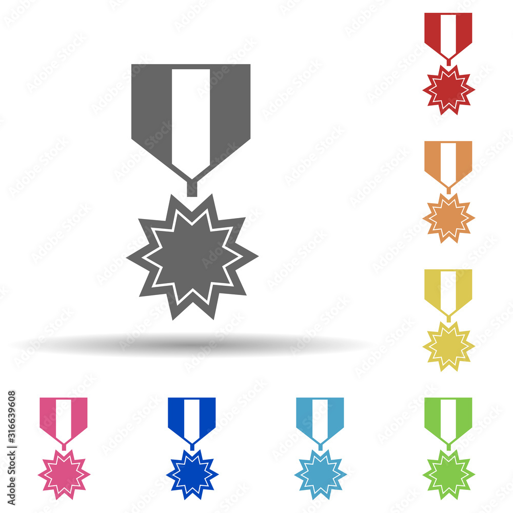 Poster military medal in multi color style icon. simple glyph, flat vector of army icons for ui and ux, web