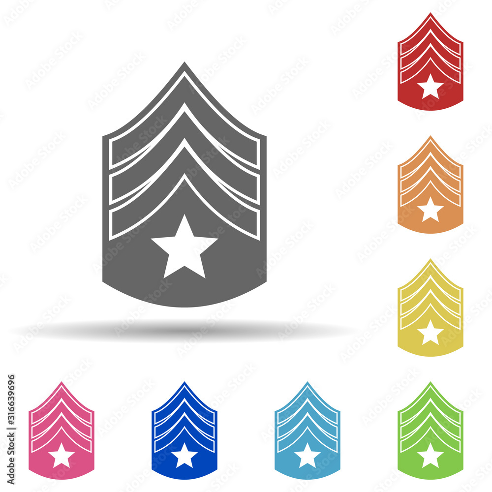 Poster military epaulettes in multi color style icon. simple glyph, flat vector of army icons for ui and ux