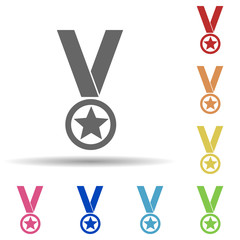 Star medal in multi color style icon. Simple glyph, flat vector of army icons for ui and ux, website or mobile application