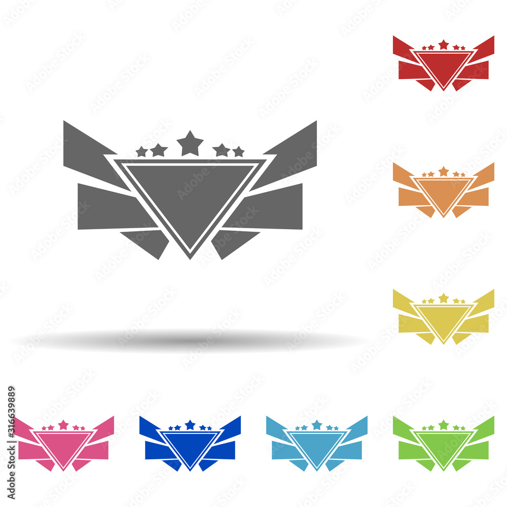 Poster star patch in multi color style icon. simple glyph, flat vector of army icons for ui and ux, website