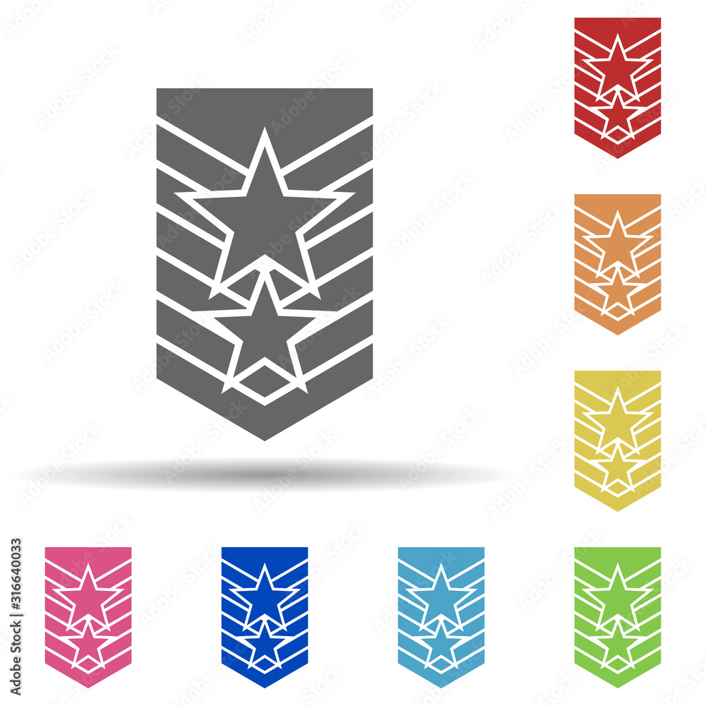 Poster military epaulettes in multi color style icon. simple glyph, flat vector of army icons for ui and ux