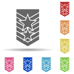 Military epaulettes in multi color style icon. Simple glyph, flat vector of army icons for ui and ux, website or mobile application