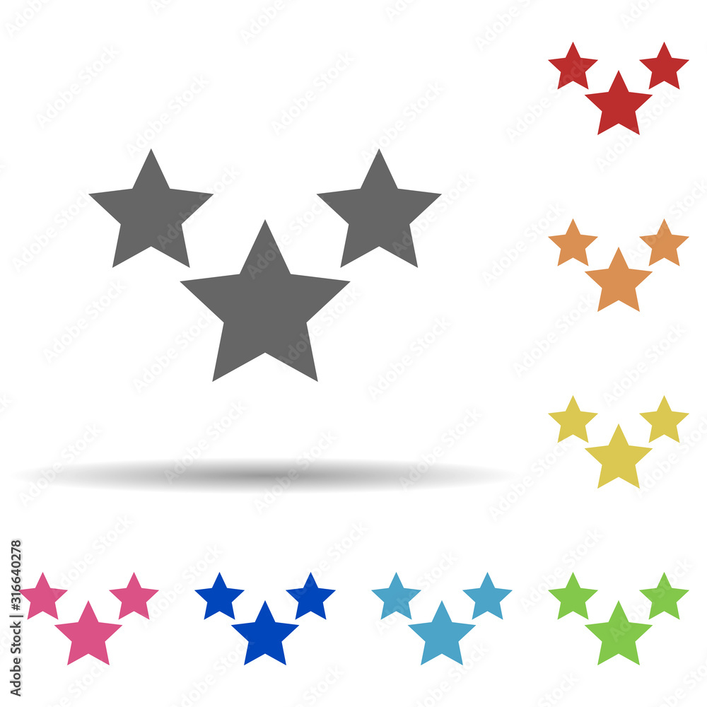 Poster three stars in multi color style icon. simple glyph, flat vector of army icons for ui and ux, websit