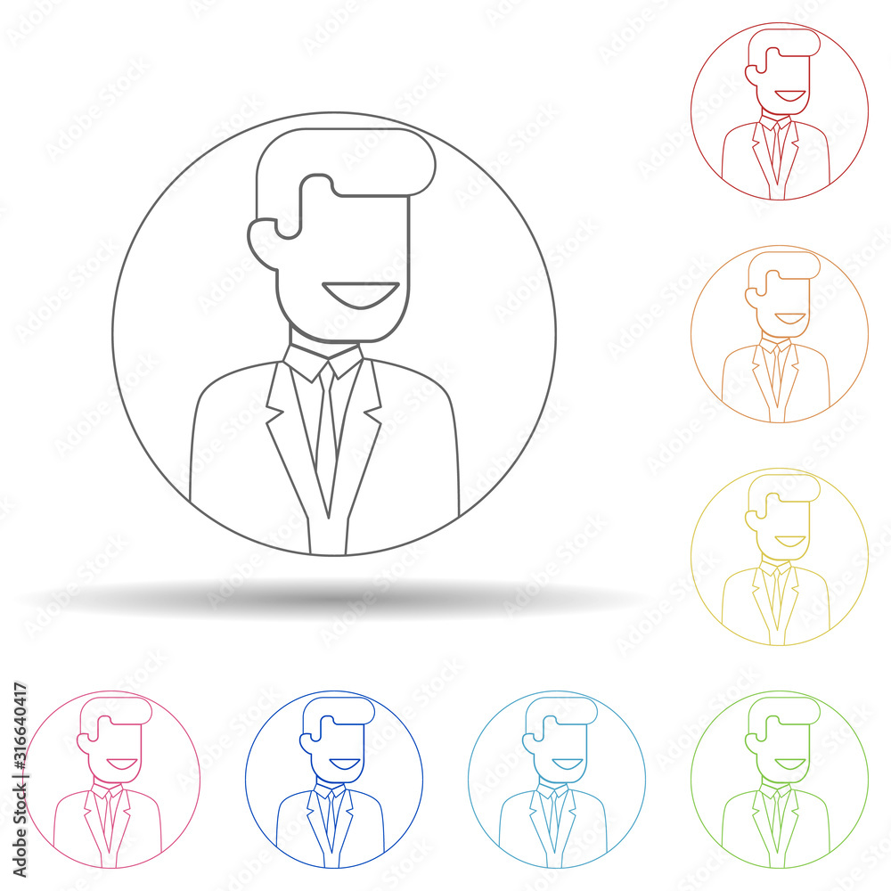 Aufkleber avatar of business man in multi color style icon. simple thin line, outline vector of avatar icons f
