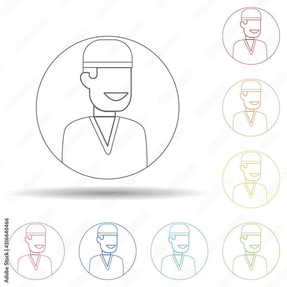 Poster nurse man in multi color style icon. simple thin line, outline vector of avatar icons for ui and ux,