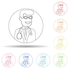 Avatar of doctor in multi color style icon. Simple thin line, outline vector of avatar icons for ui and ux, website or mobile application