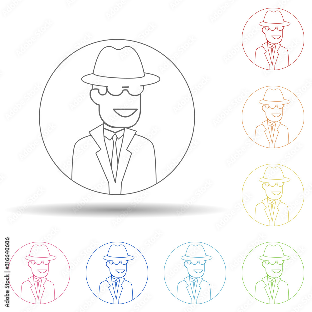 Aufkleber avatar of spy in multi color style icon. simple thin line, outline vector of avatar icons for ui and